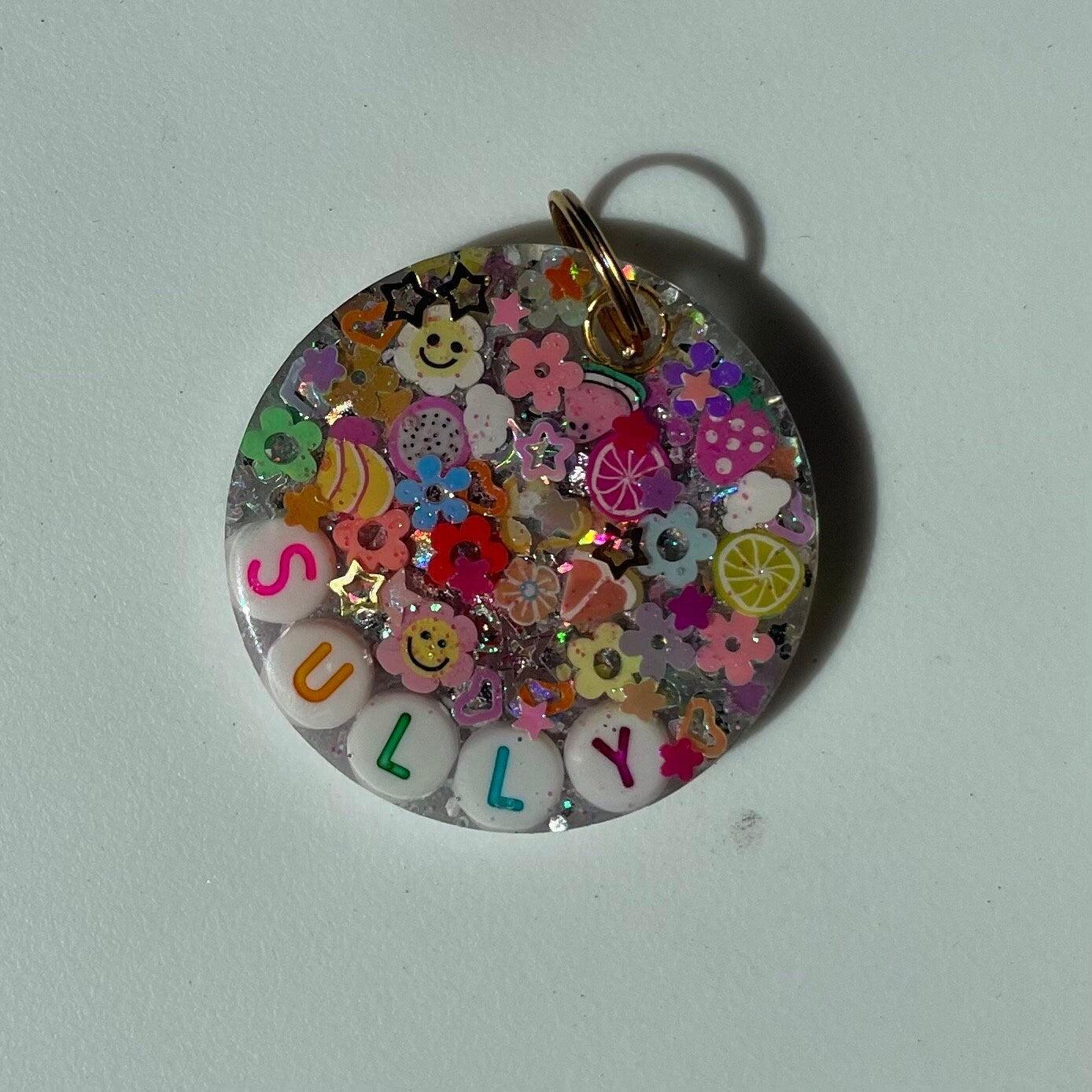 Bright Rainbow Sparkle Pet ID Tag