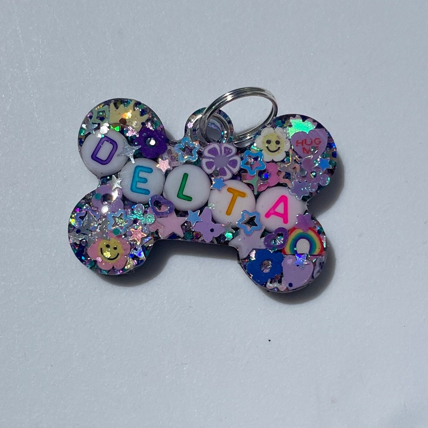 Purple Sparkle Pet ID Tag - Resin Pet Tag