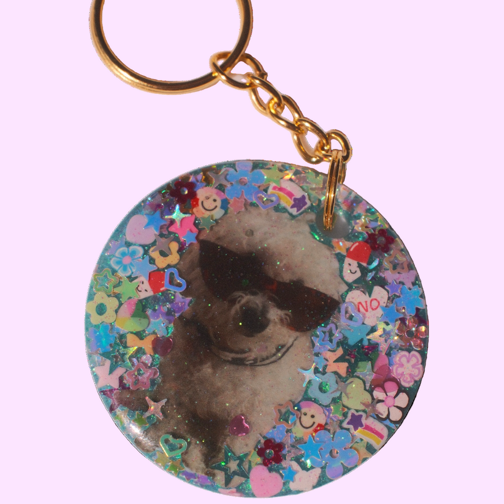 Custom Sparkle Photo Keychain: Personalized Glitter Resin Gift