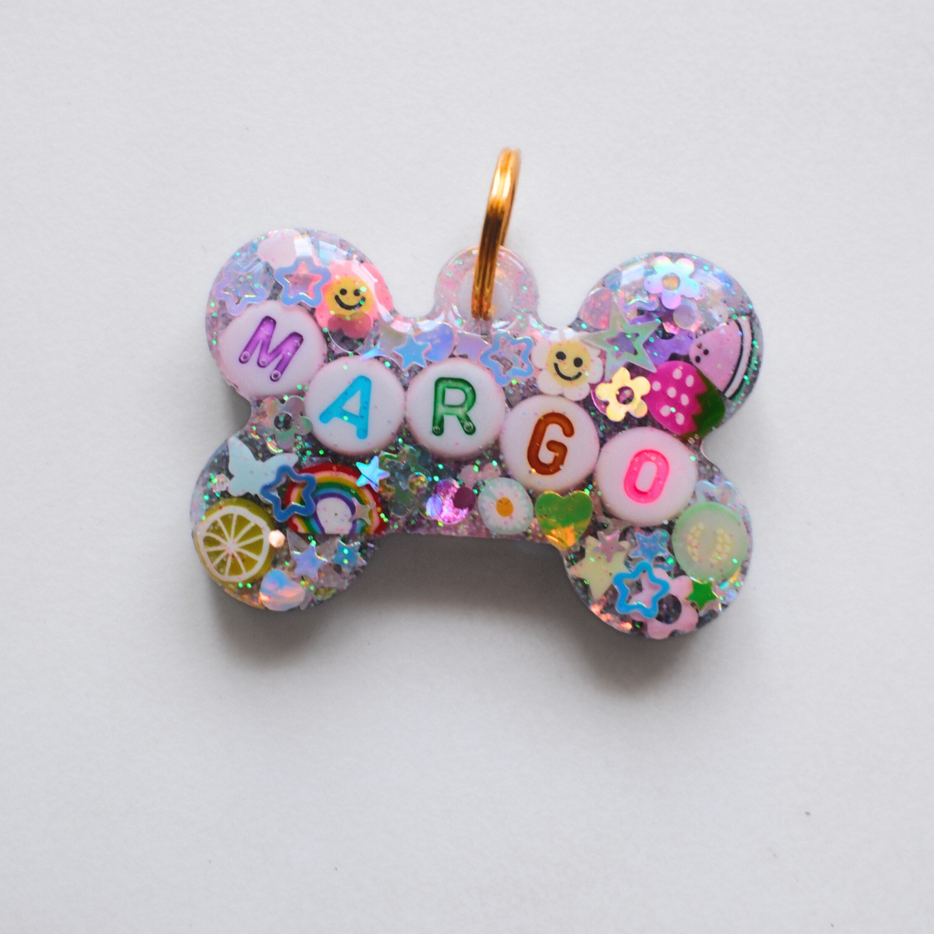 Soft Rainbow Sparkle Pet ID Tag