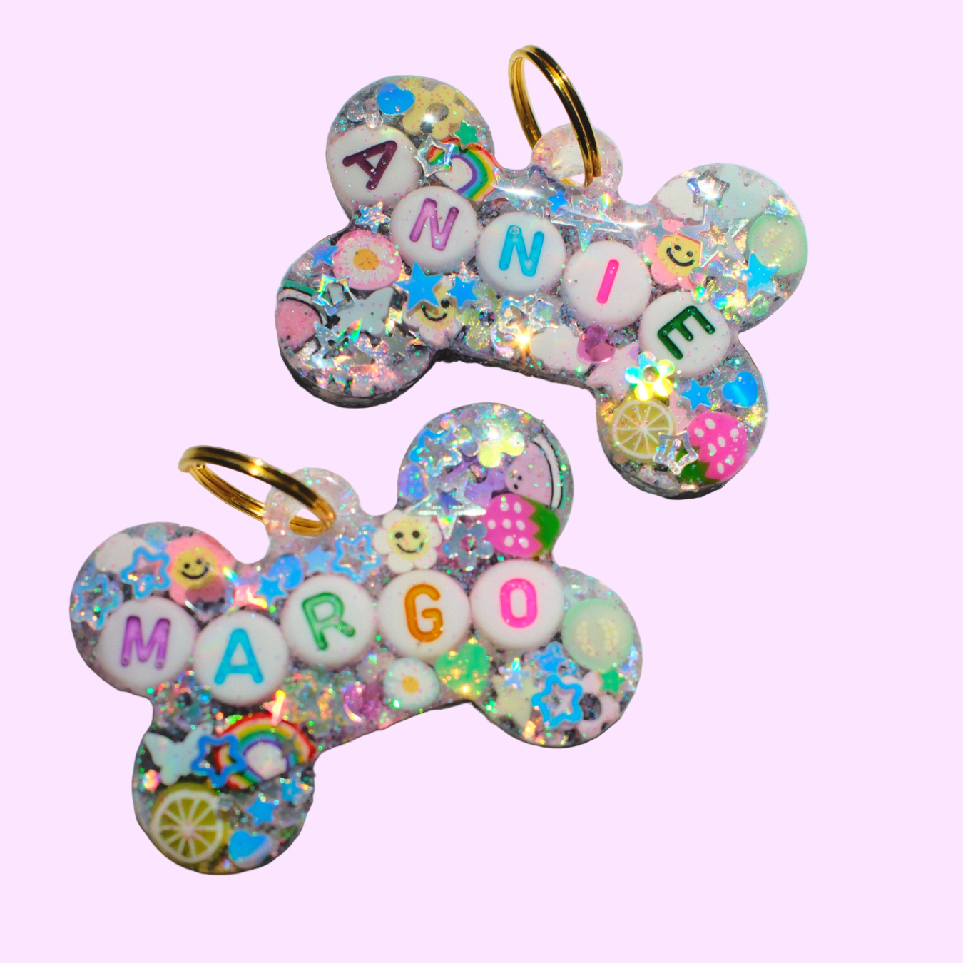 Soft Rainbow Sparkle Pet ID Tag