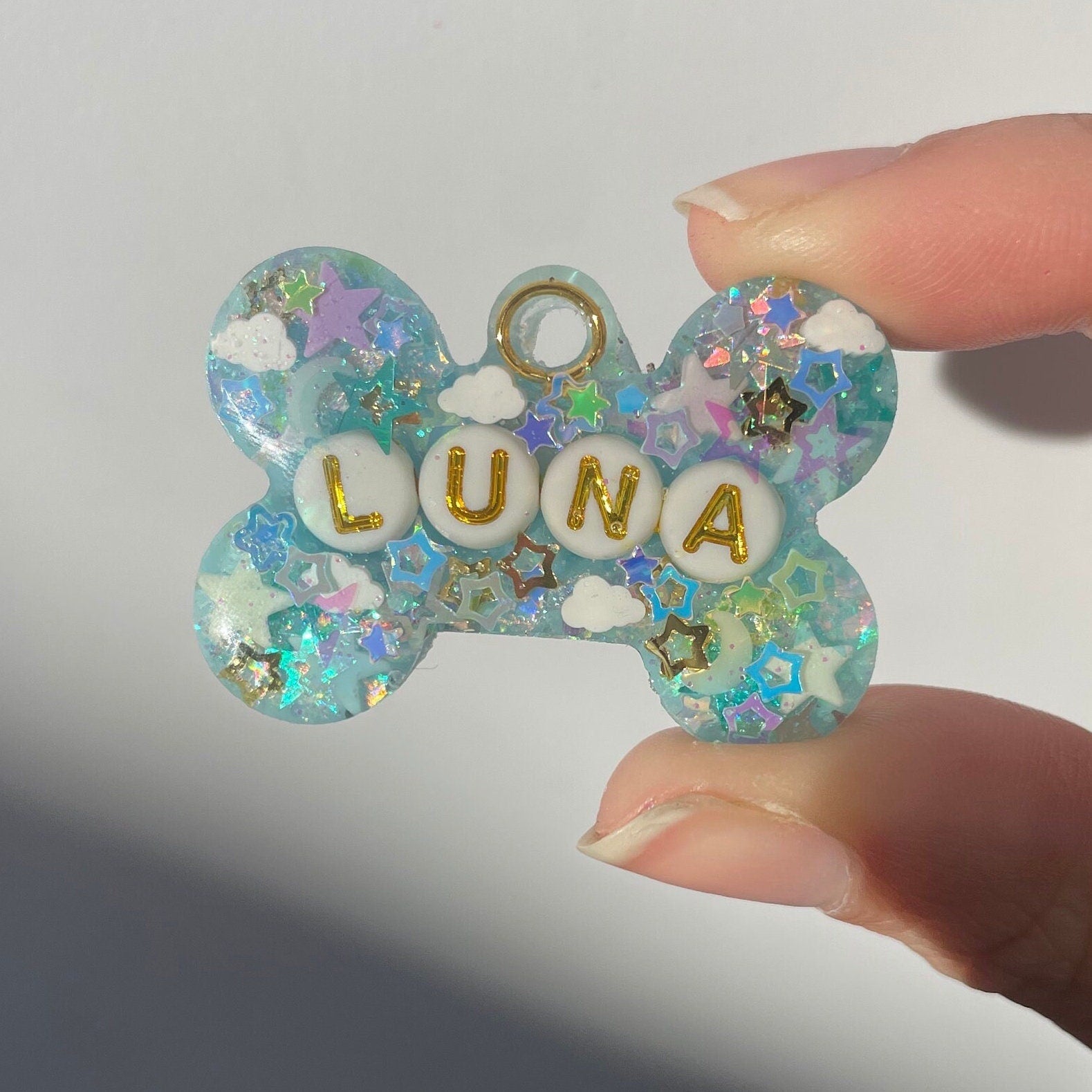 Soft Blue Sparkle Pet ID Tag