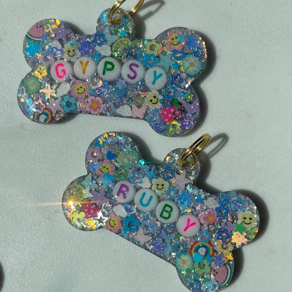 Soft Rainbow Sparkle Pet ID Tag