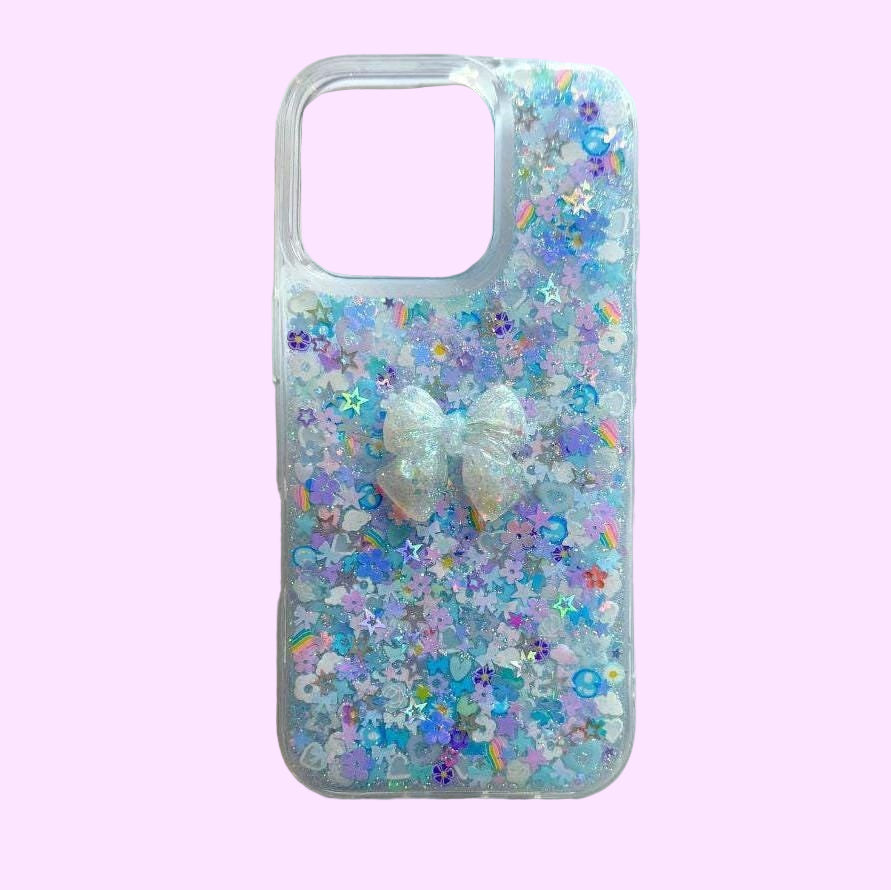 Soft Blue Bow Sparkle Phone Case