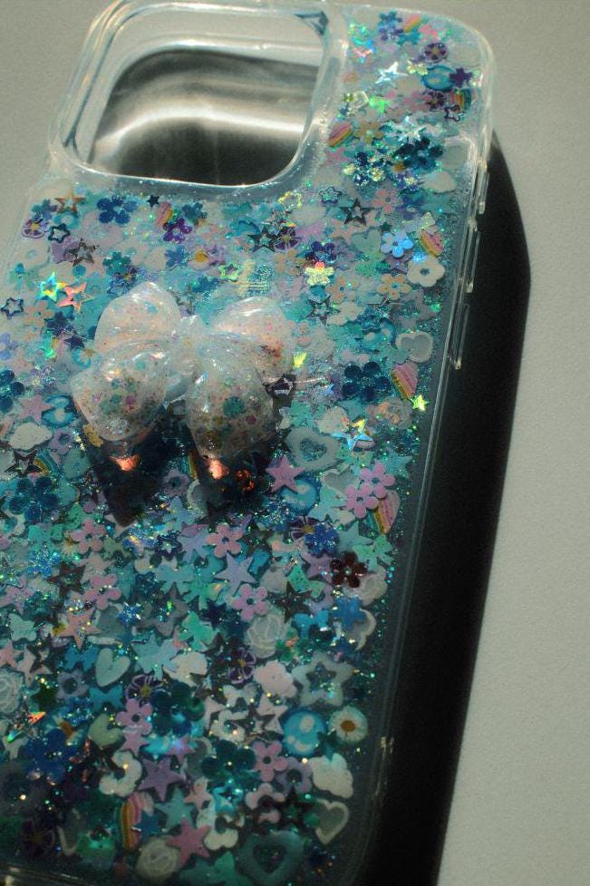 Soft Blue Bow Sparkle Phone Case