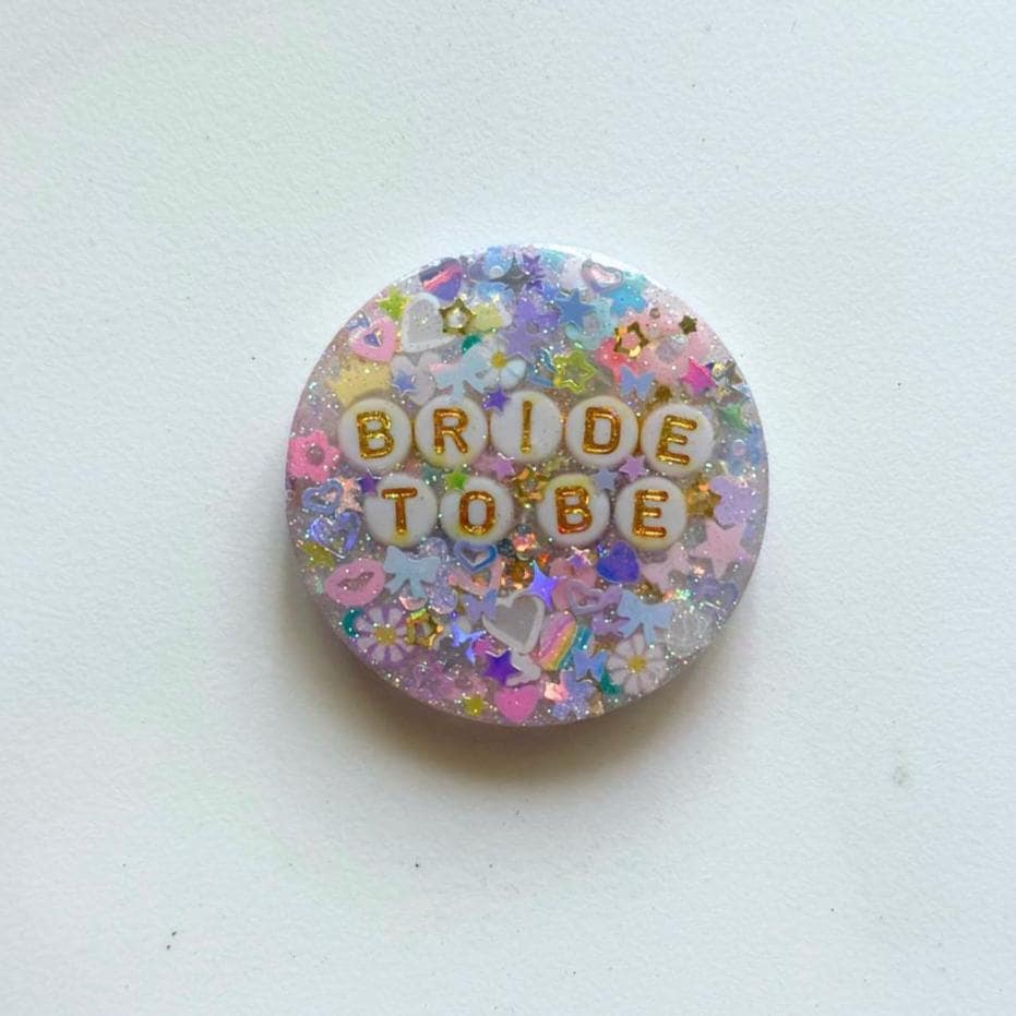 Pastel Bachelorette Sparkle Pin: Iridescent Resin Bridal Party Favor