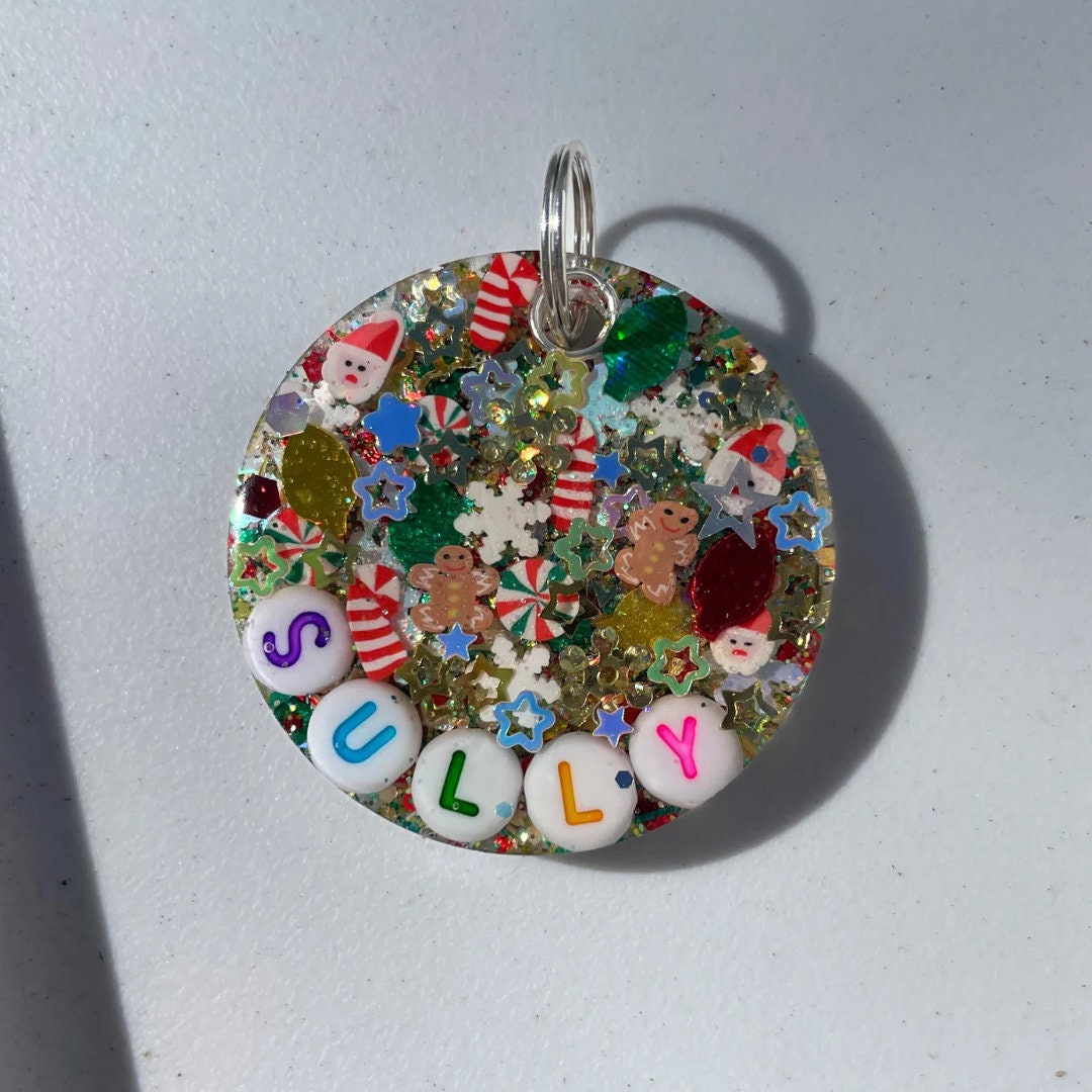 Red Holiday Sparkle Pet ID Tag