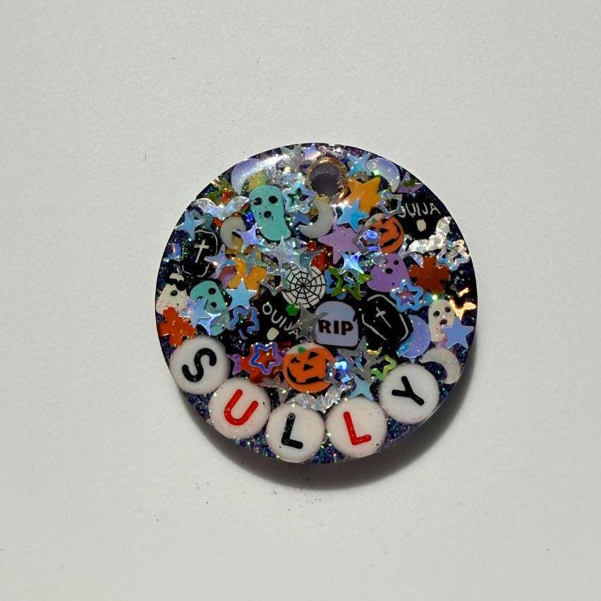 Super Spooky Sparkle Pet ID Tag - Halloween Pet Tag