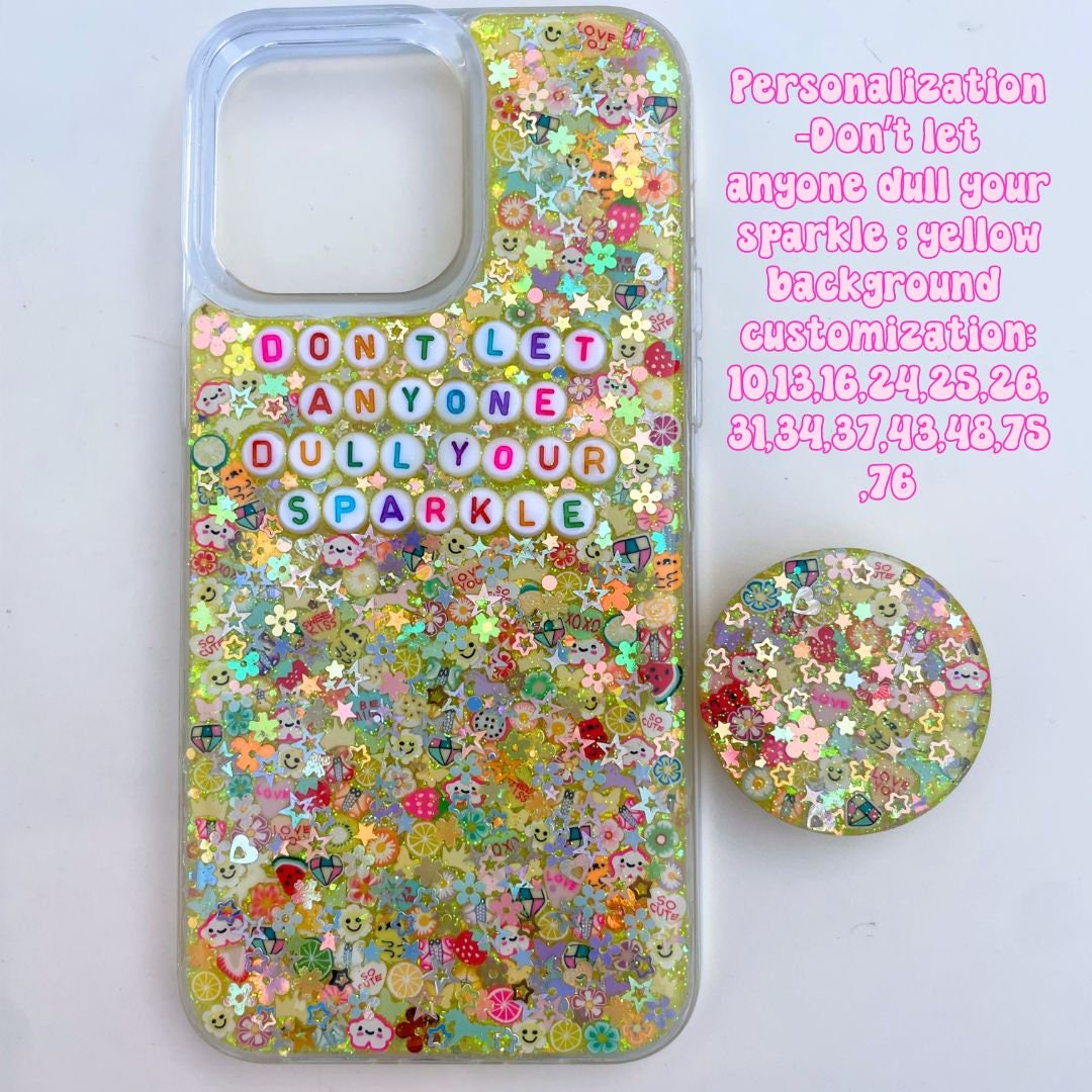 CUSTOM Sparkle Resin iPhone Case + Matching Phone Grip