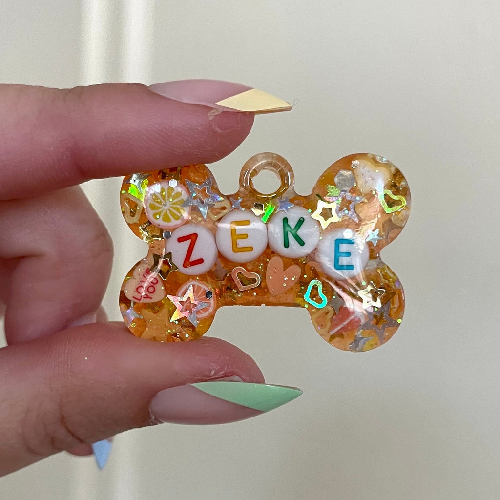 Orange Sparkle Pet ID Tag