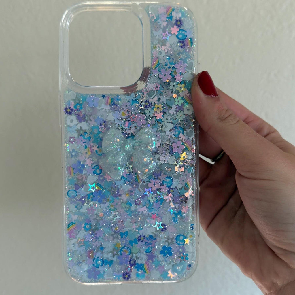 Soft Blue Bow Sparkle Phone Case
