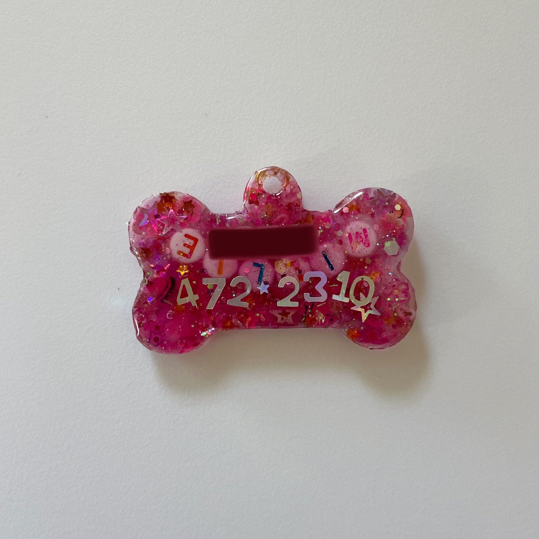 Fuchsia Sparkle Resin Pet ID Tag