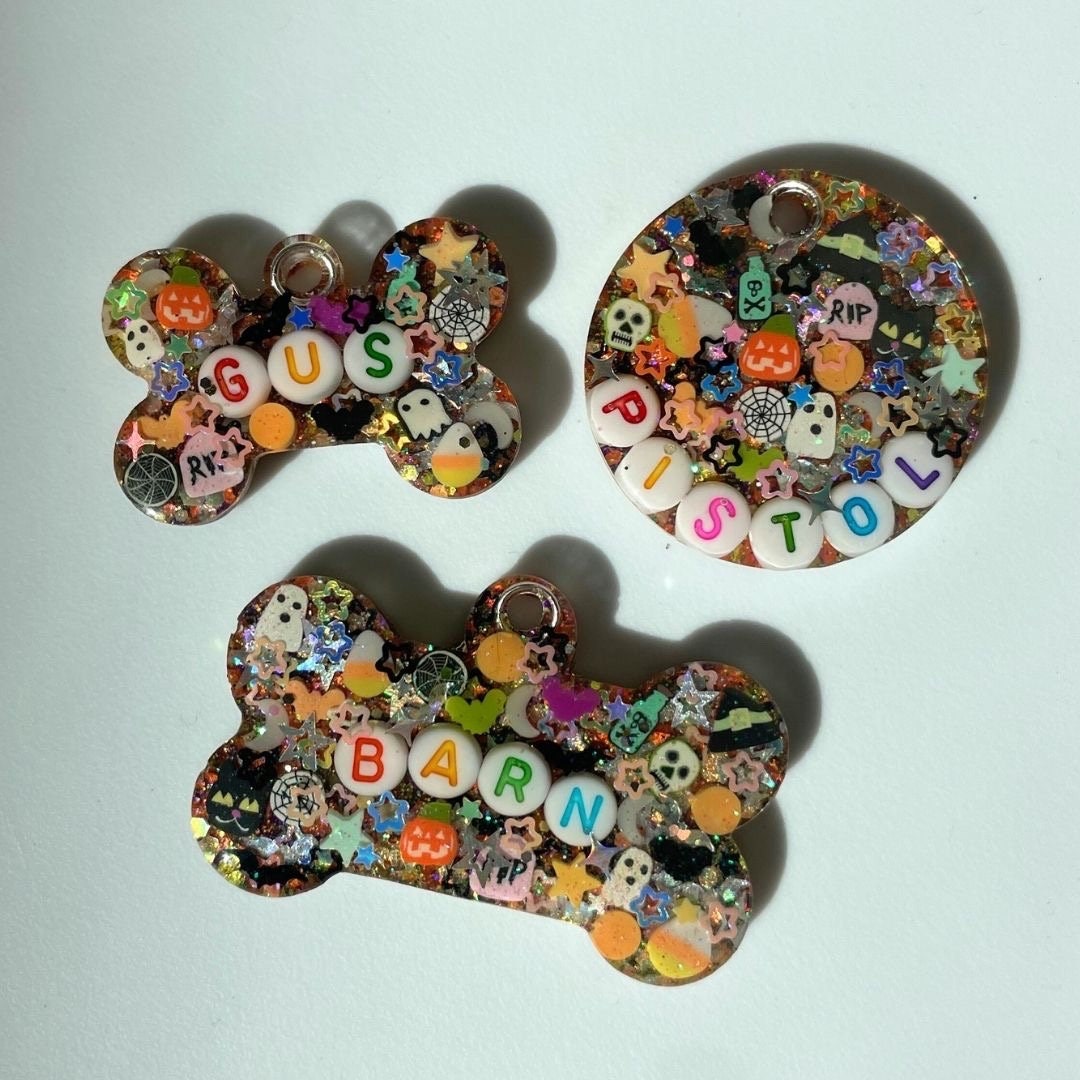 Dark Spooky Sparkle Pet ID Tag