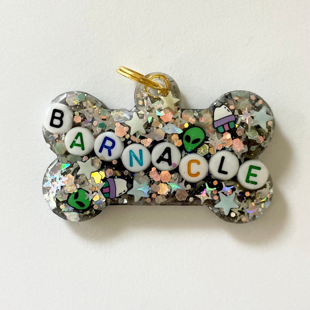 Space Sparkle Glow-in-the-Dark Pet ID Tag