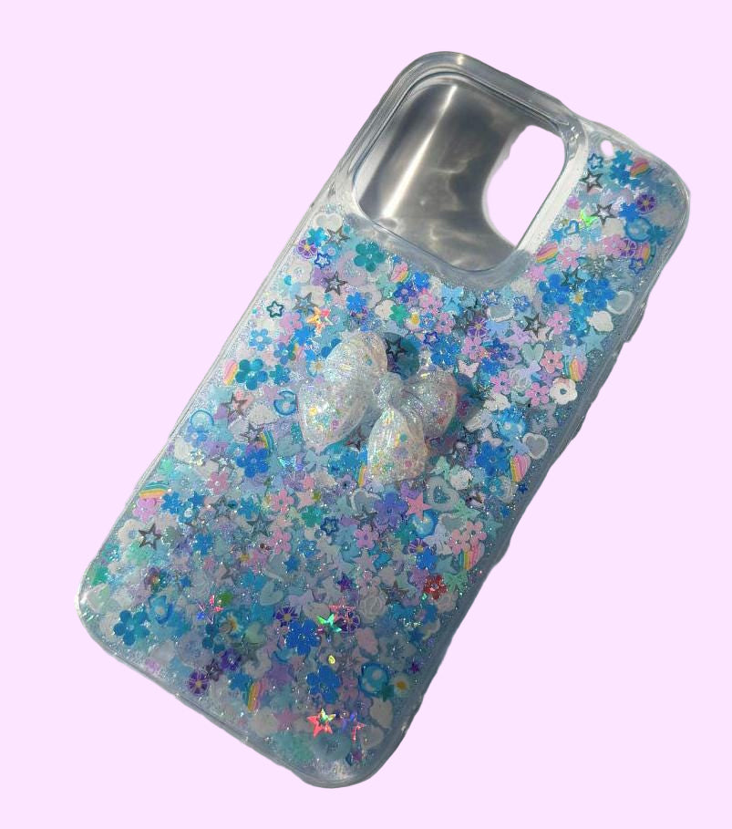 Soft Blue Bow Sparkle Phone Case