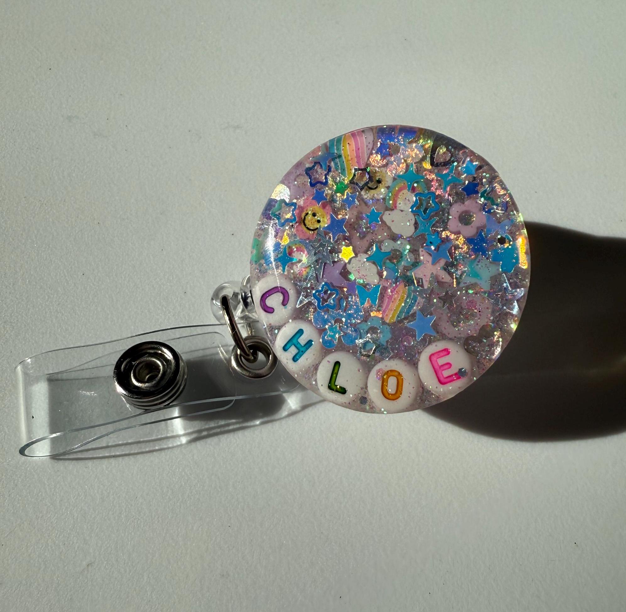 Iridescent Glitter Badge Reel