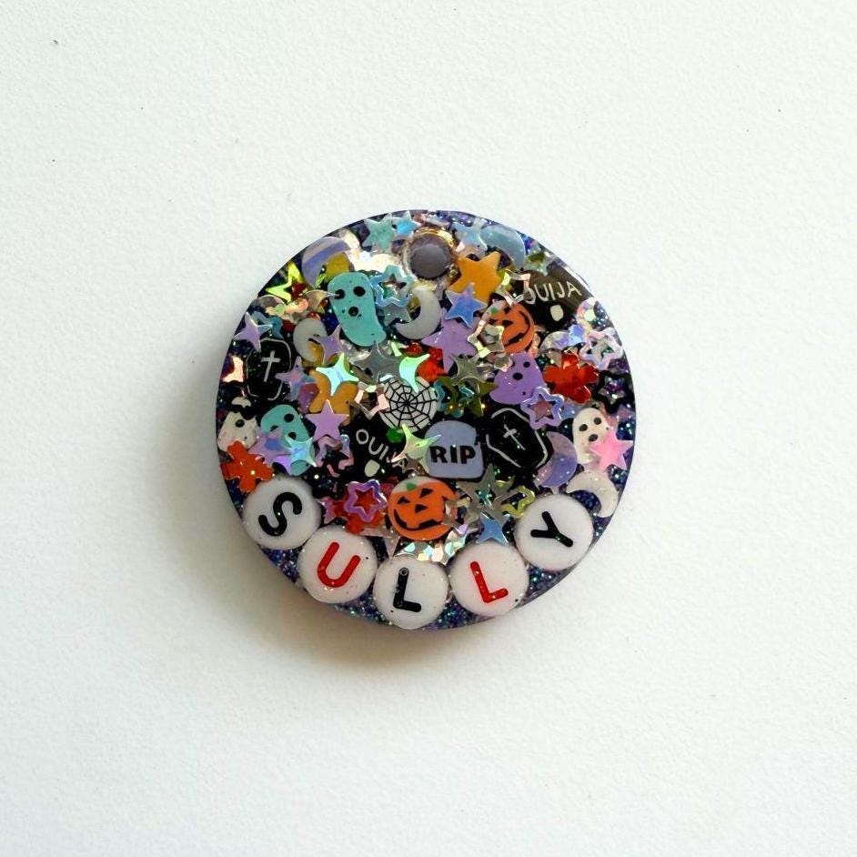 Super Spooky Sparkle Pet ID Tag - Halloween Pet Tag