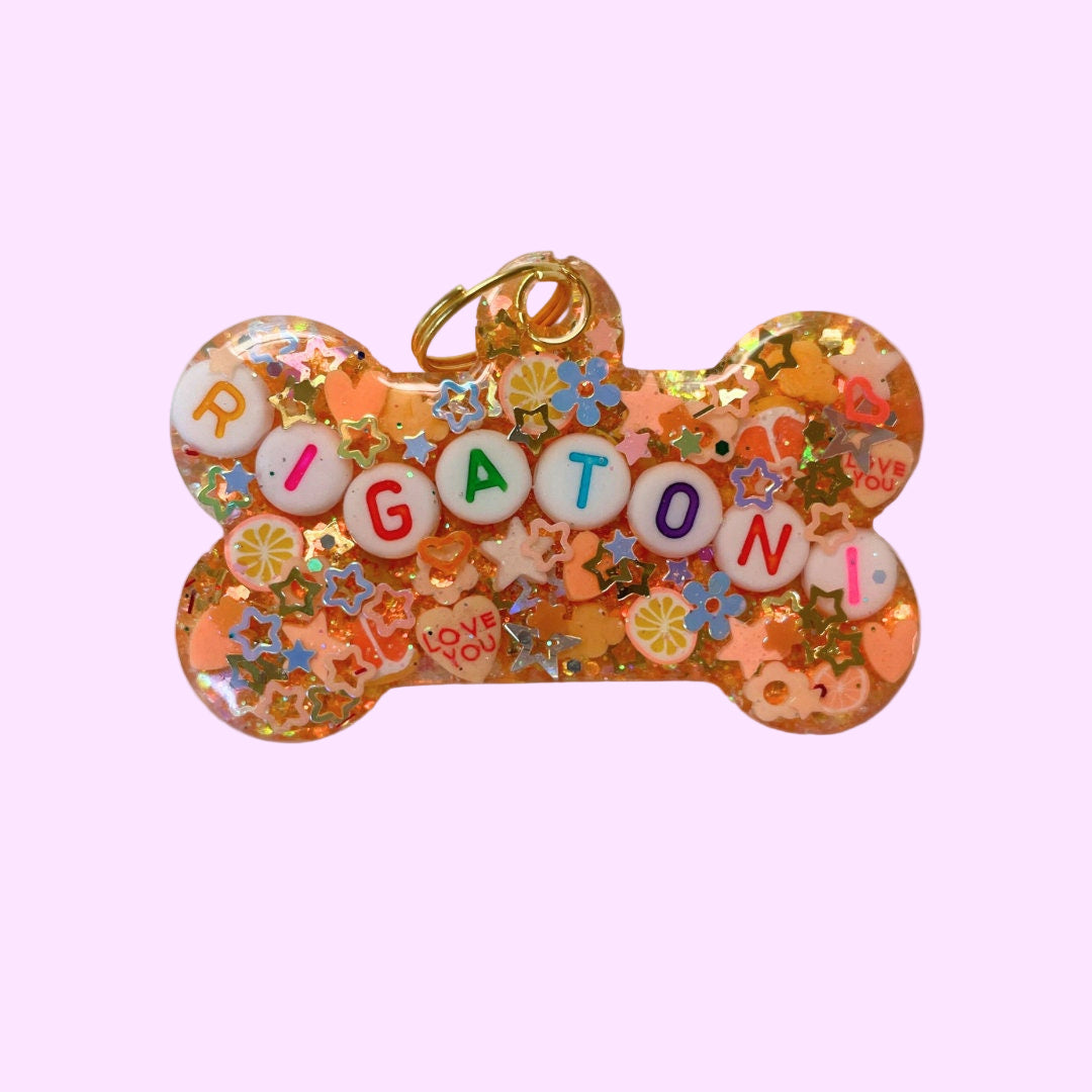 Orange Sparkle Pet ID Tag