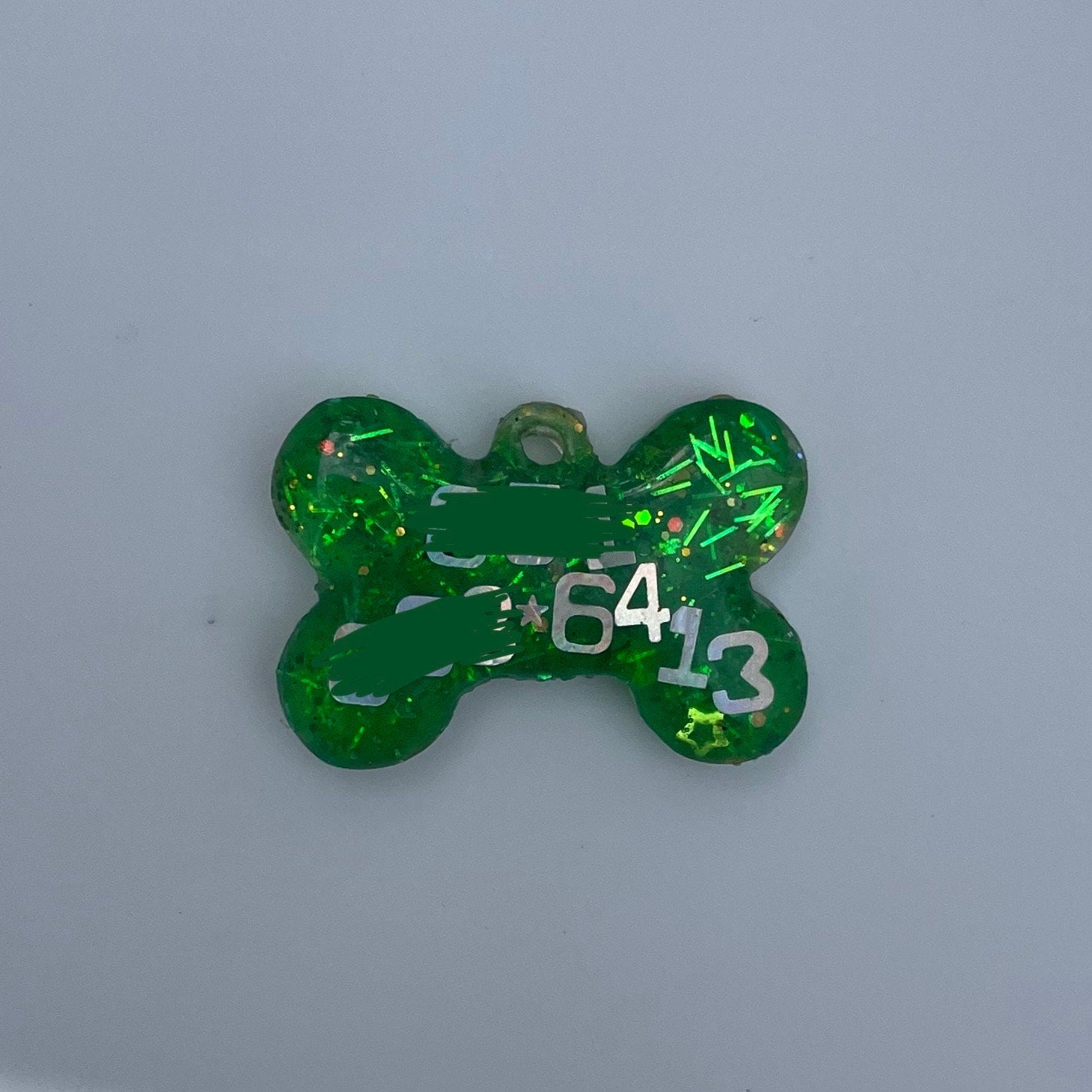 Green Floral Sparkle Pet ID Tag