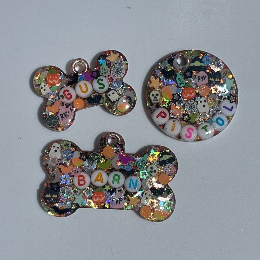 Dark Spooky Sparkle Pet ID Tag