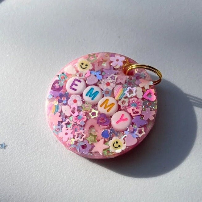 Soft Pink Sparkle Pet ID Tag