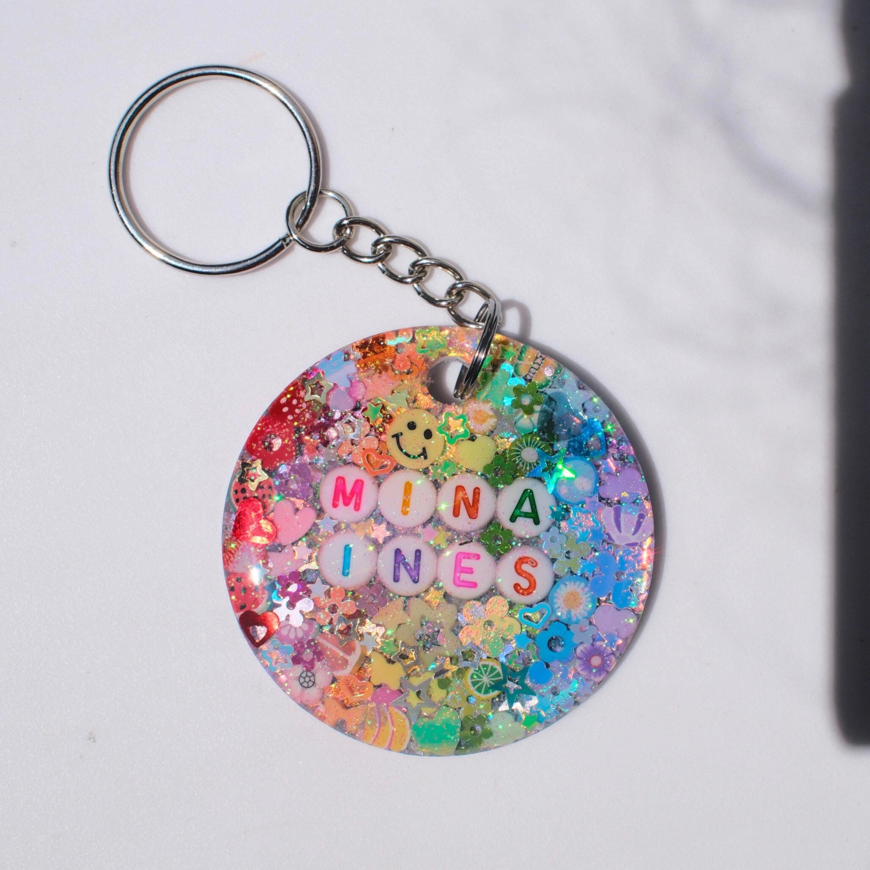 Rainbow Sparkle Keychain: Personalized Glitter Keychain
