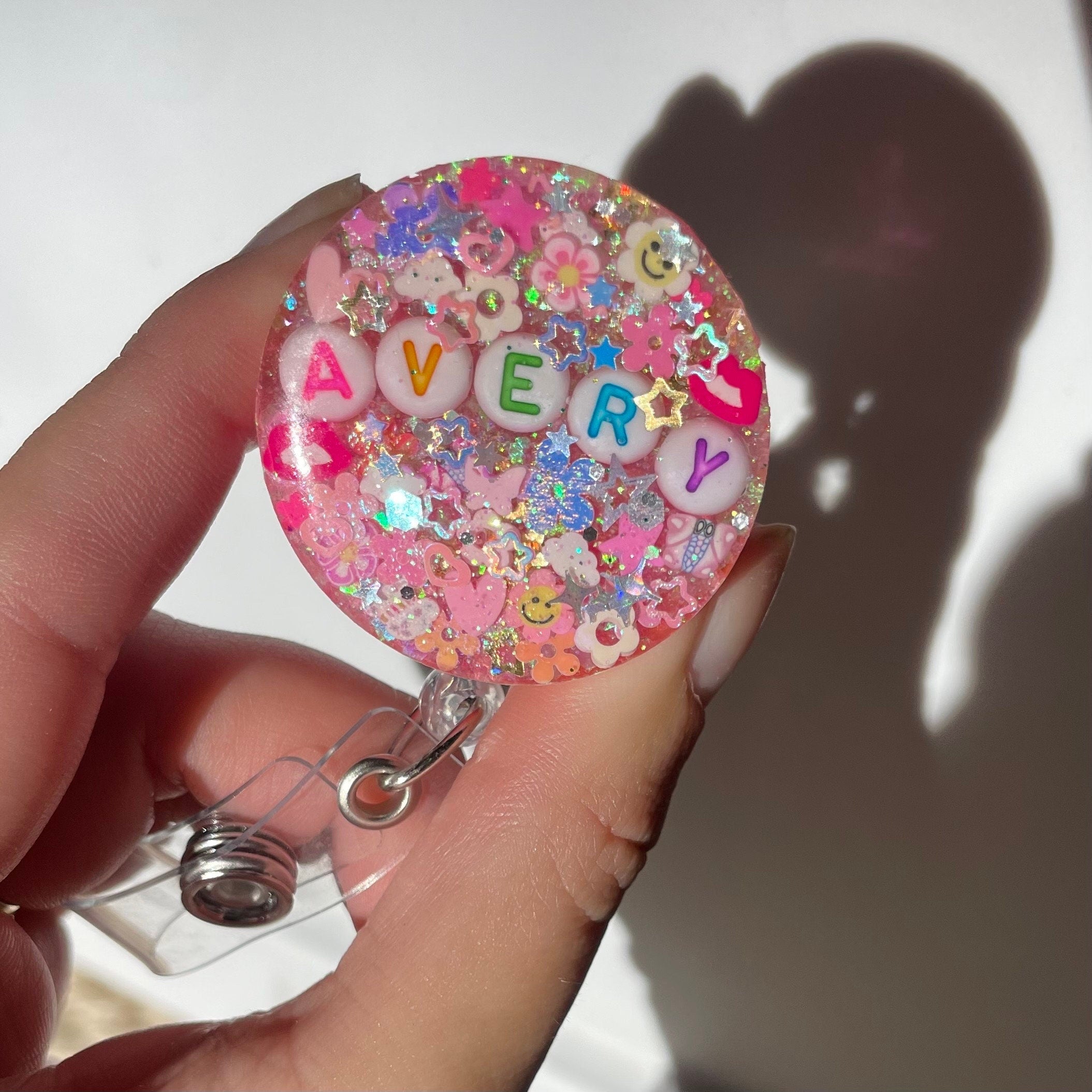 Pink Sparkle Badge Reel