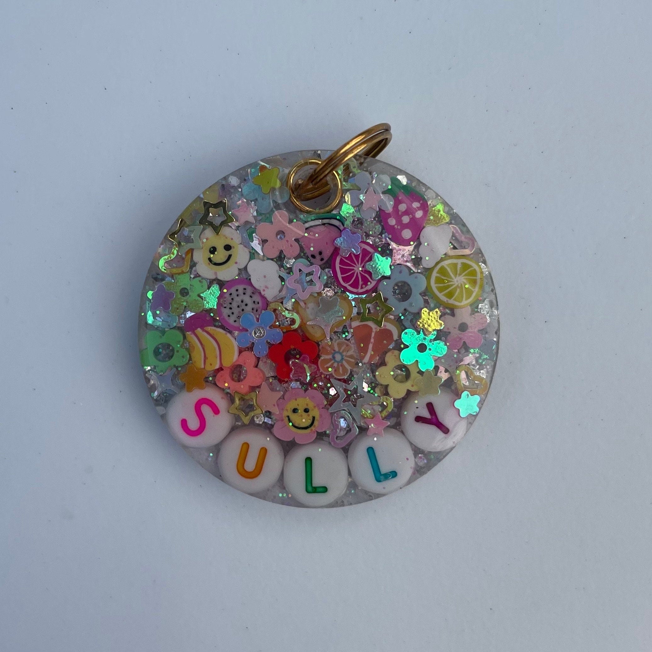 Bright Rainbow Sparkle Pet ID Tag