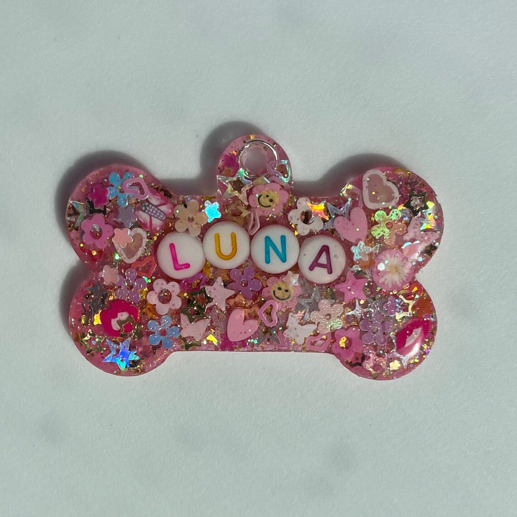 Pink Sparkle Pet ID Tag