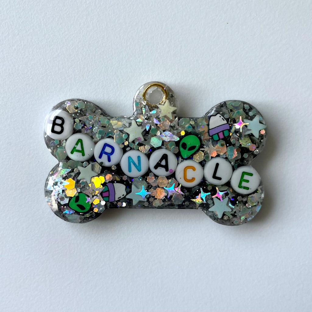Space Sparkle Glow-in-the-Dark Pet ID Tag