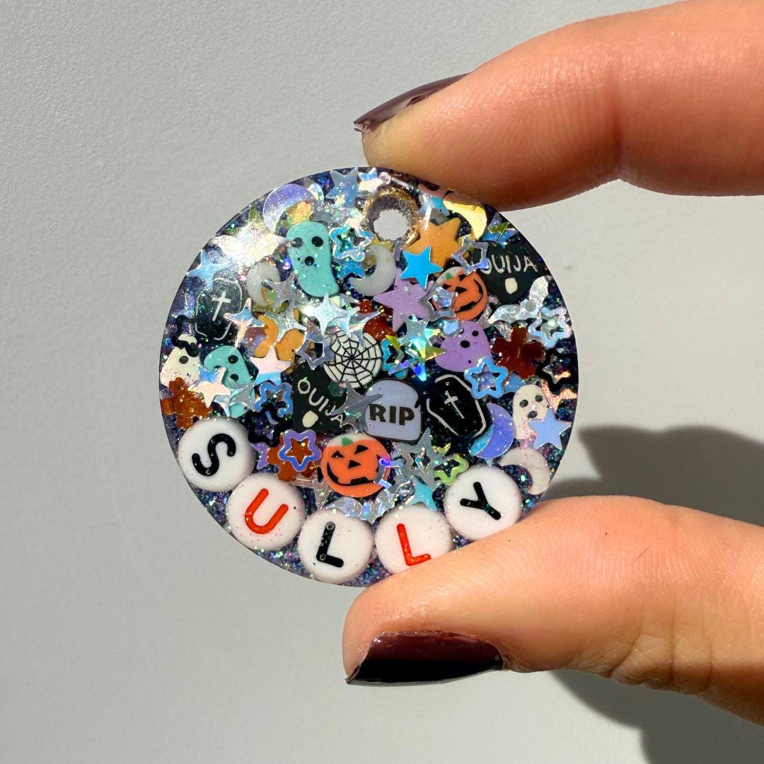 Super Spooky Sparkle Pet ID Tag - Halloween Pet Tag