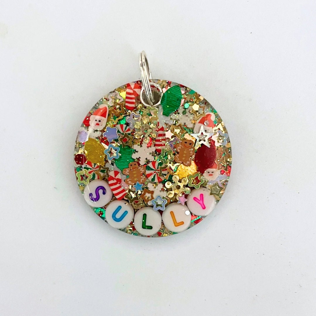 Red Holiday Sparkle Pet ID Tag