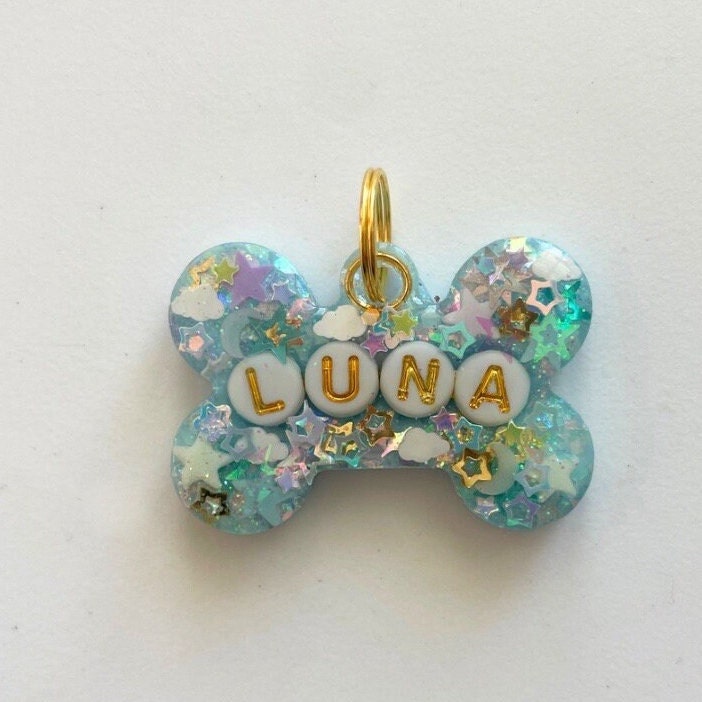Soft Blue Sparkle Pet ID Tag