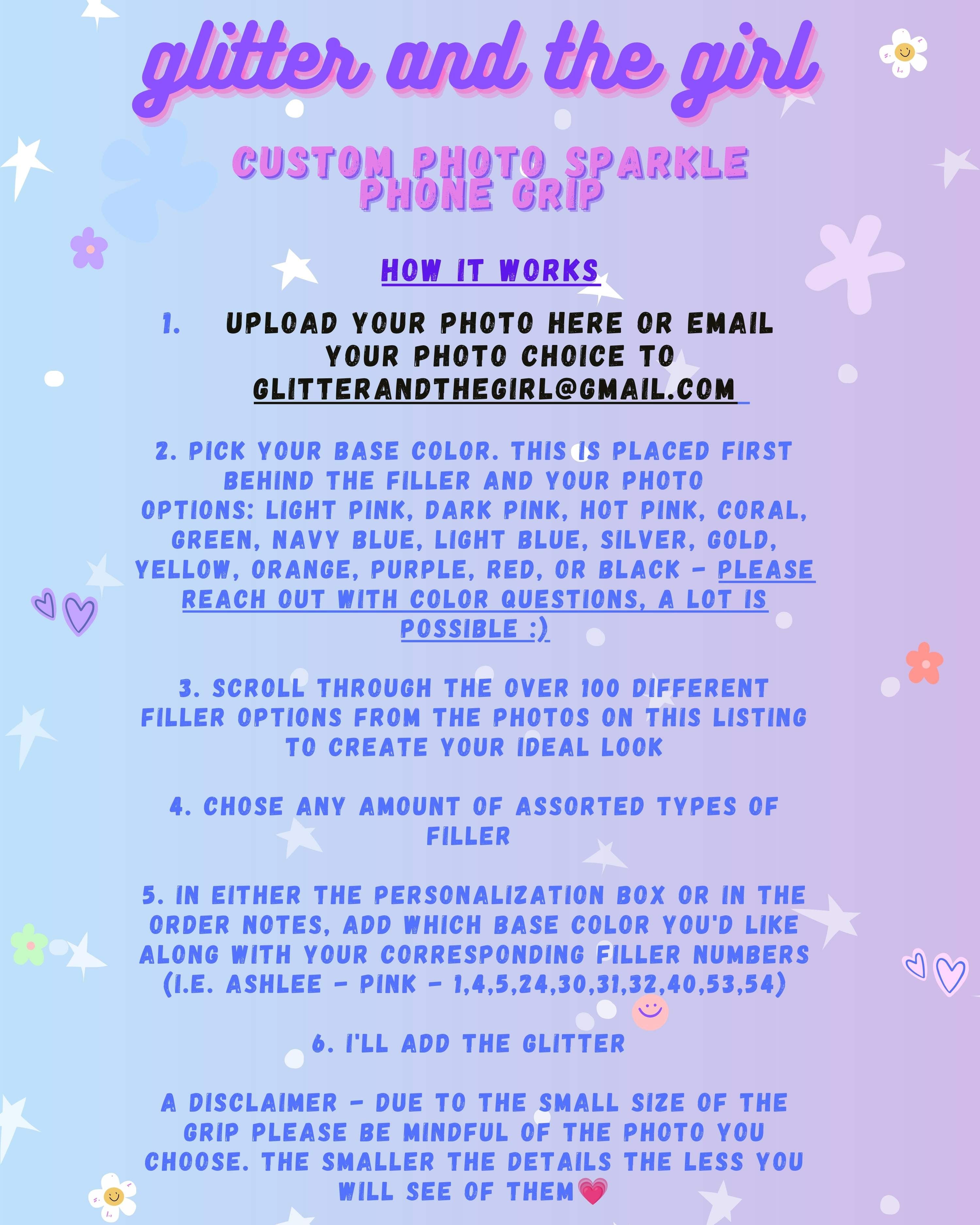 CUSTOM Photo Sparkle Phone Grip