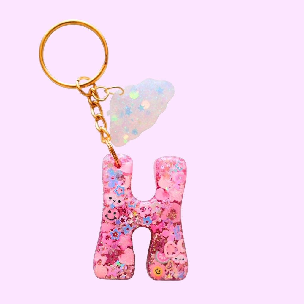 Monochromatic Initial Sparkle Keychain