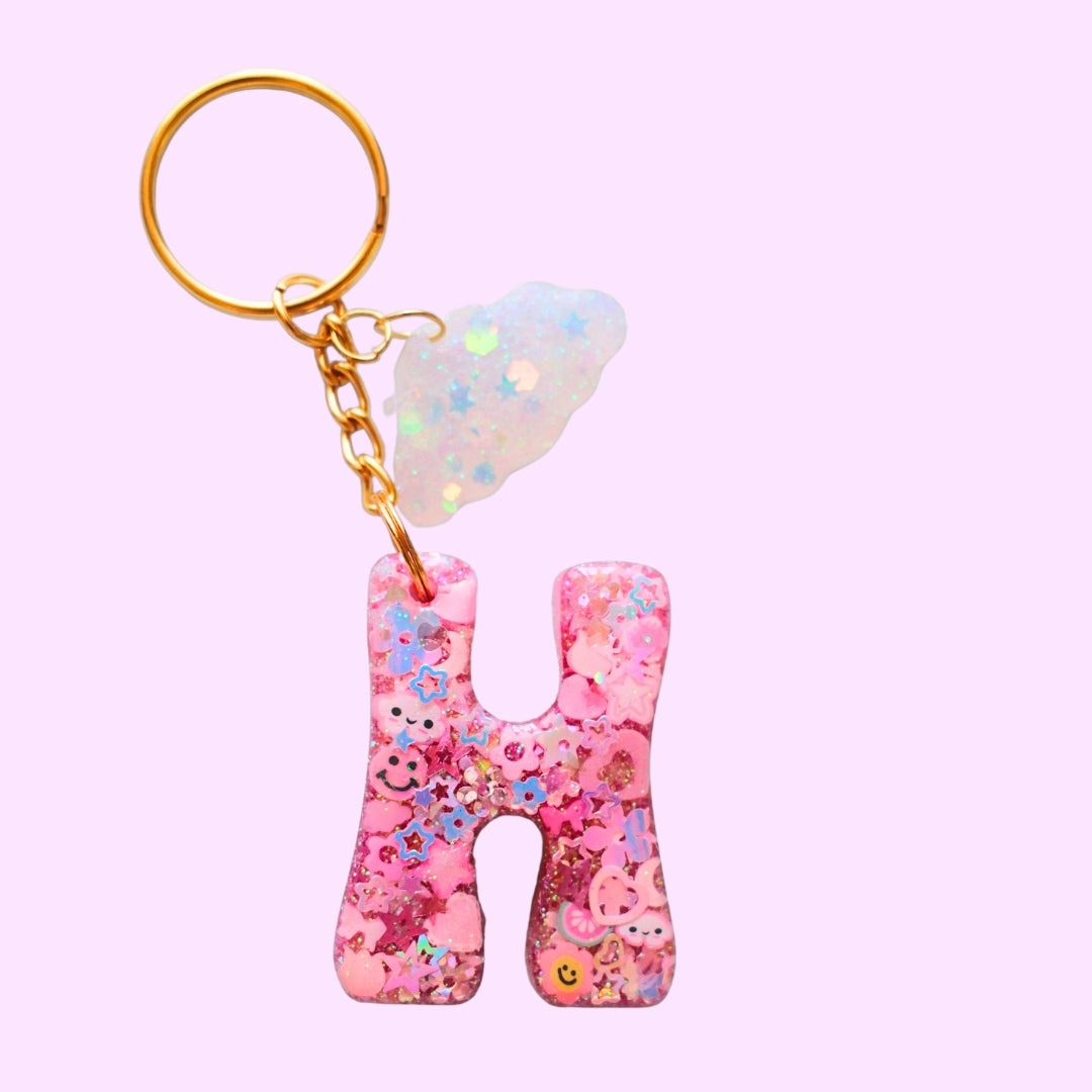 Monochromatic Initial Sparkle Keychain