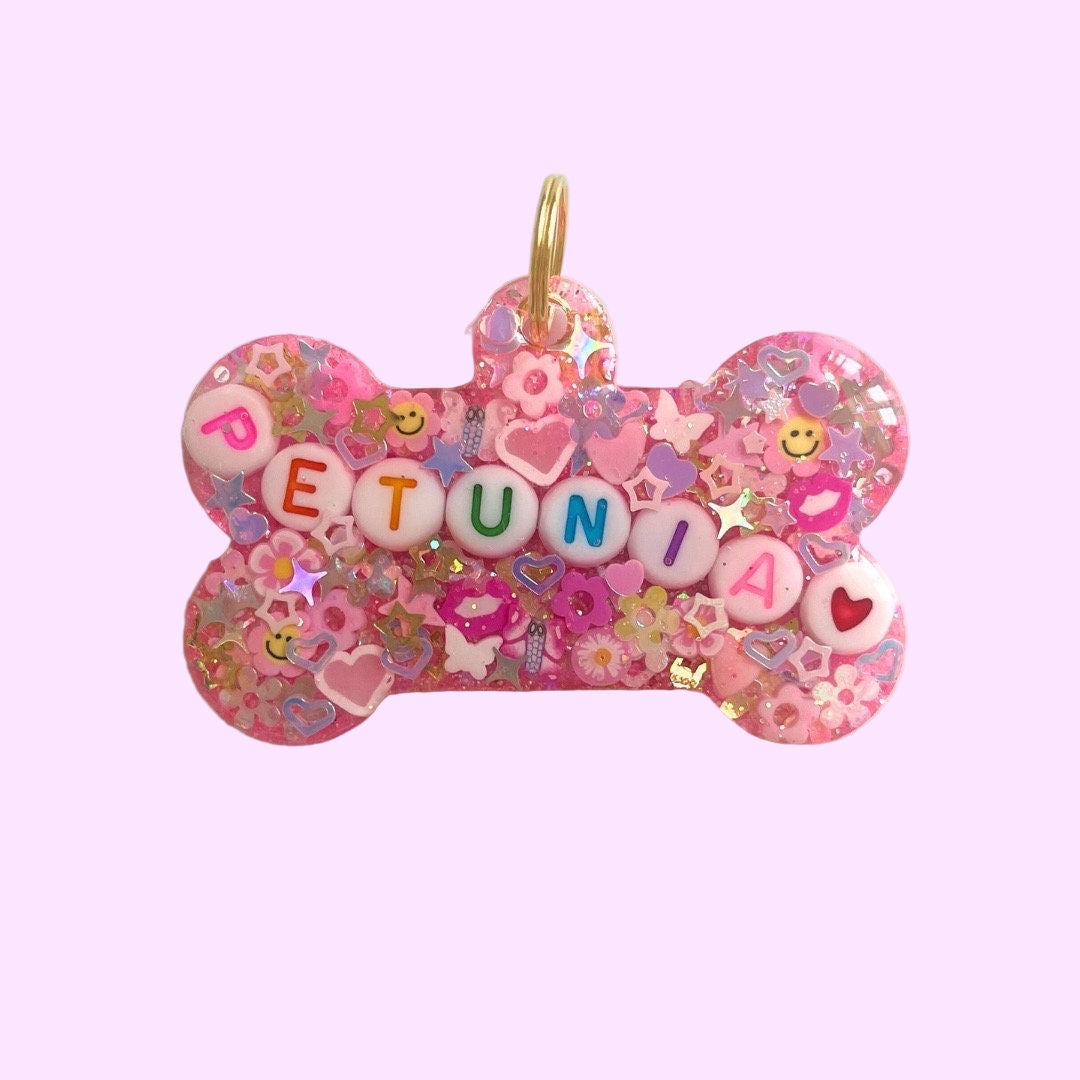 Pink sparkle pet tag 