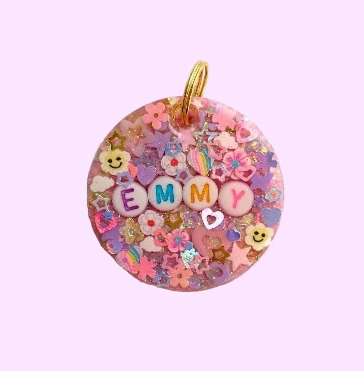 soft pink sparkle pet tag