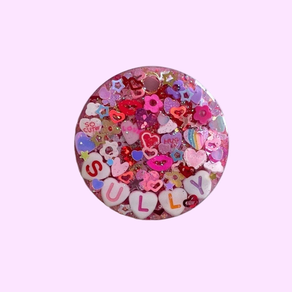 Valentine's day sparkle pet tag