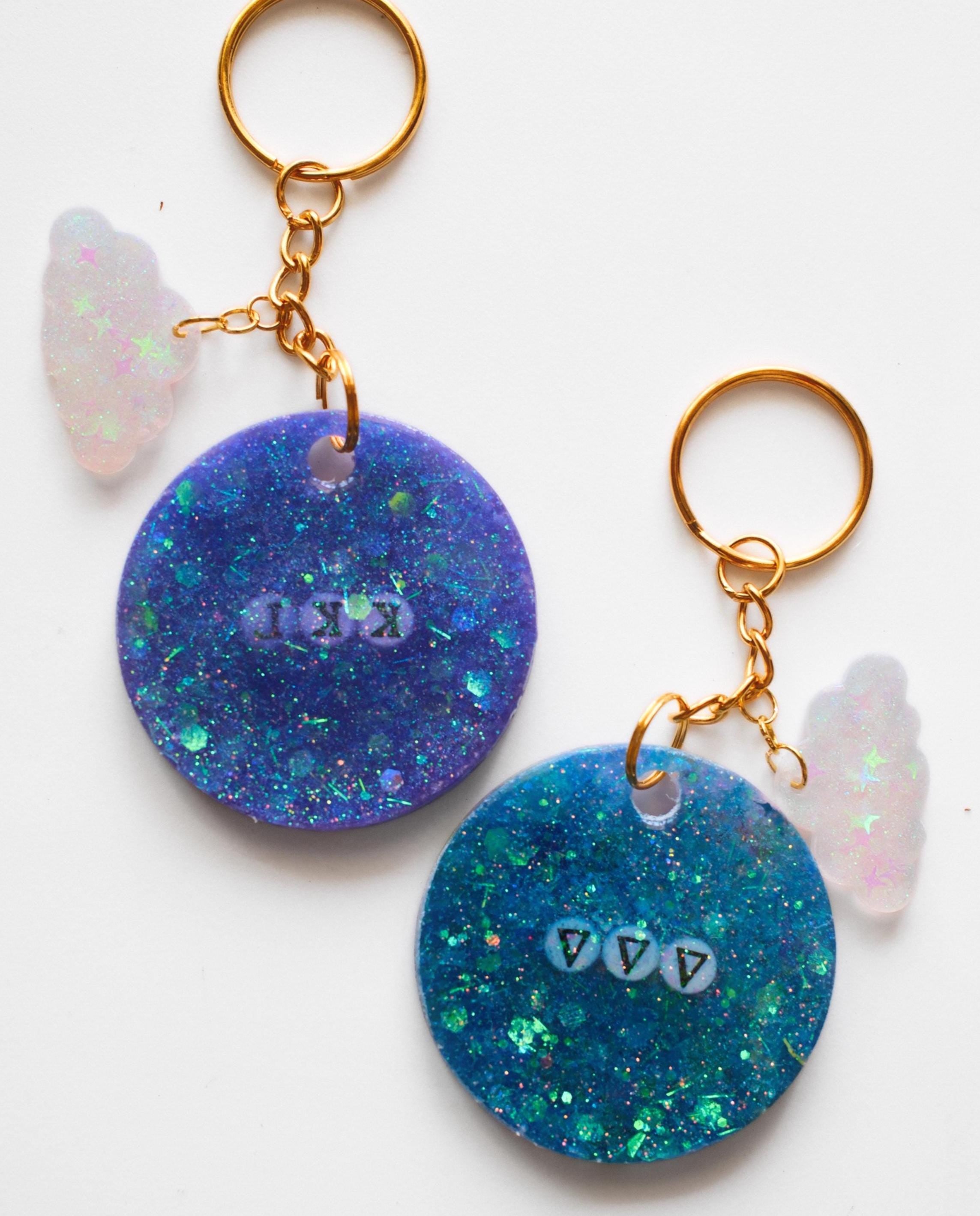 Sorority Glitter Keychain: Greek Letter Resin Accessory