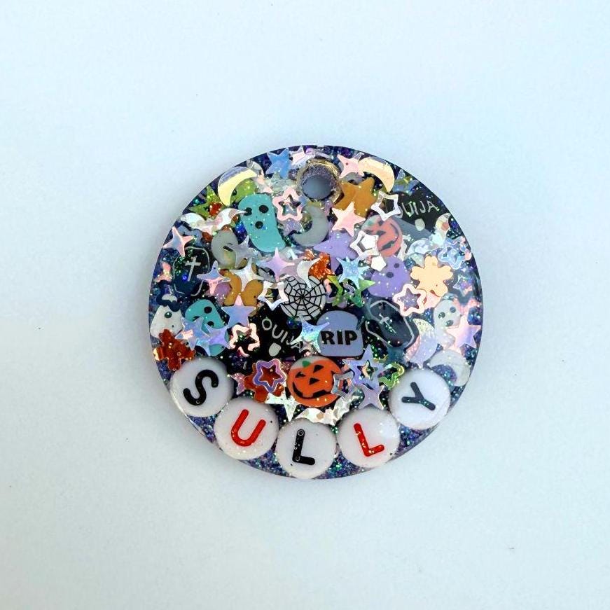Super Spooky Sparkle Pet ID Tag - Halloween Pet Tag