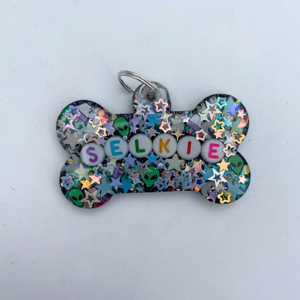 Space Sparkle Glow-in-the-Dark Pet ID Tag