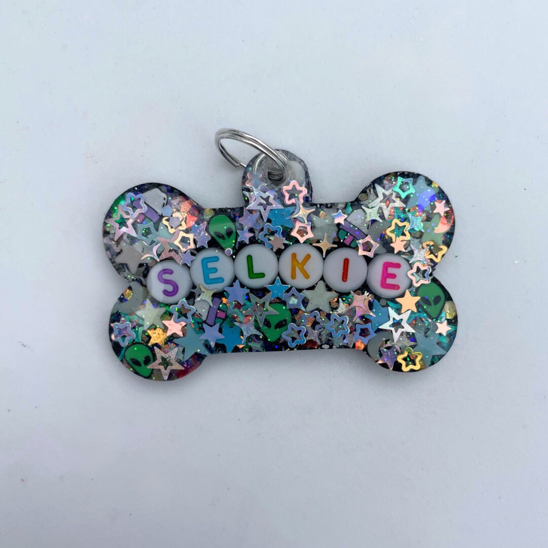 Space Sparkle Glow-in-the-Dark Pet ID Tag