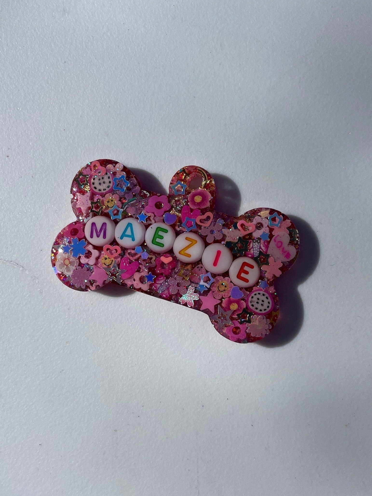 Fuchsia Sparkle Resin Pet ID Tag