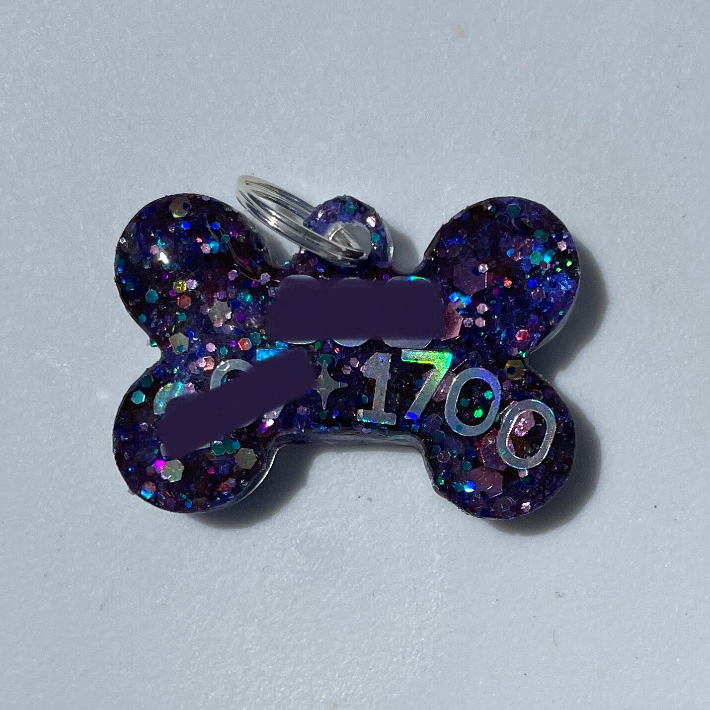 Purple Sparkle Pet ID Tag - Resin Pet Tag