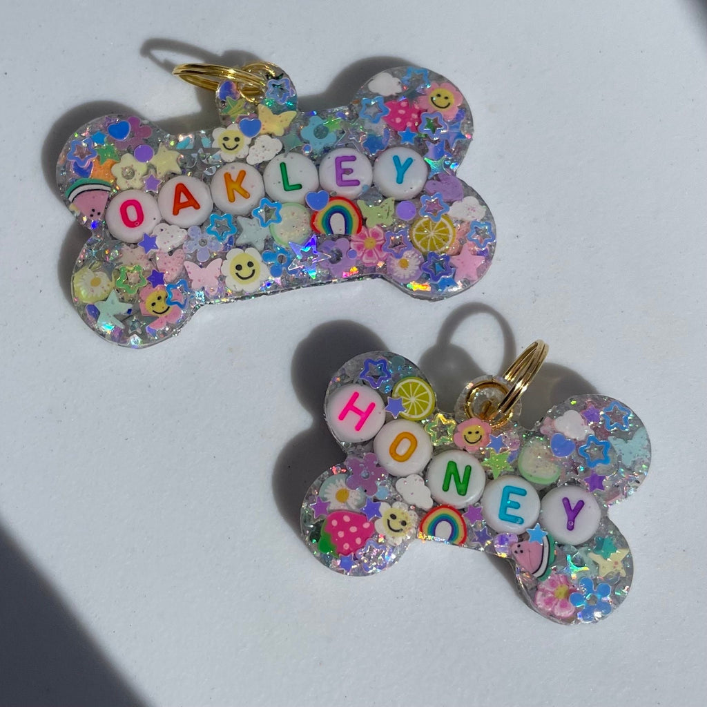 Soft Rainbow Sparkle Pet ID Tag