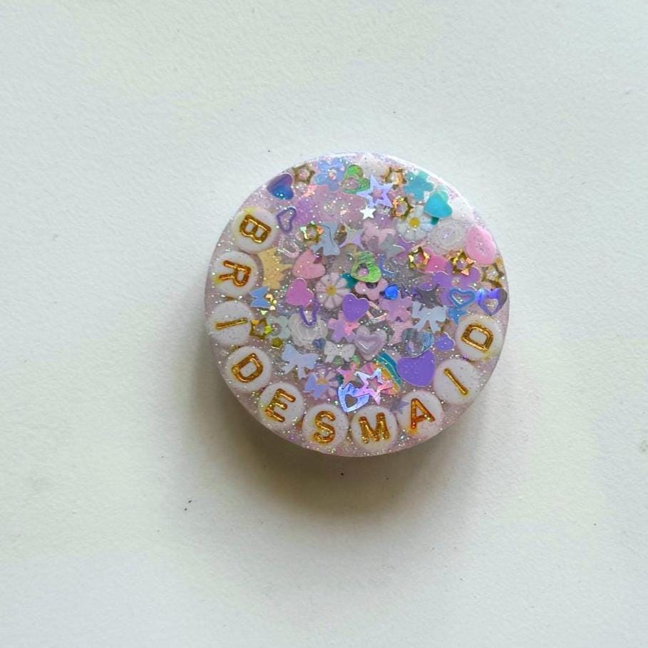 Pastel Bachelorette Sparkle Pin: Iridescent Resin Bridal Party Favor