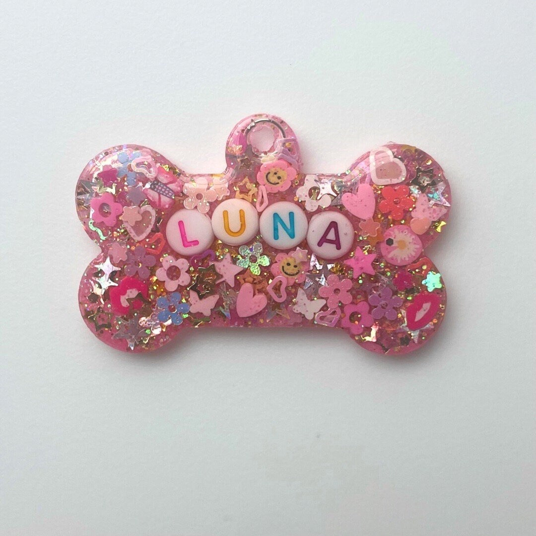 Pink Sparkle Pet ID Tag