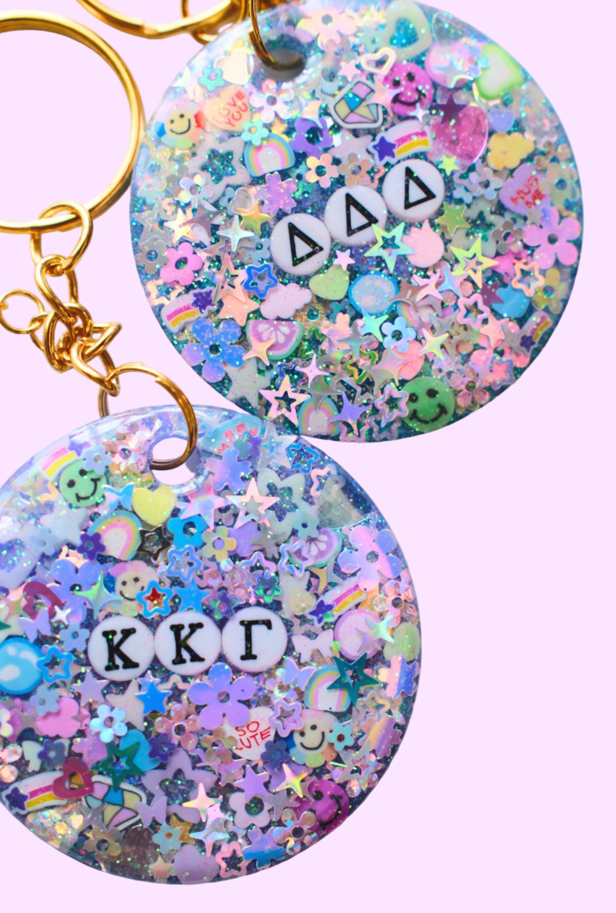 Sorority Glitter Keychain: Greek Letter Resin Accessory