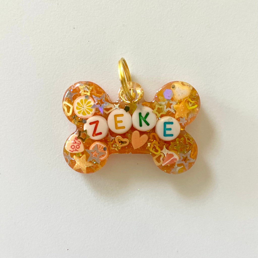 Orange Sparkle Pet ID Tag